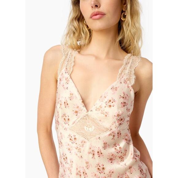 Cami NYC Rika Floral Hammered Silk Dress ivory pink size 6 - Picture 2 of 15